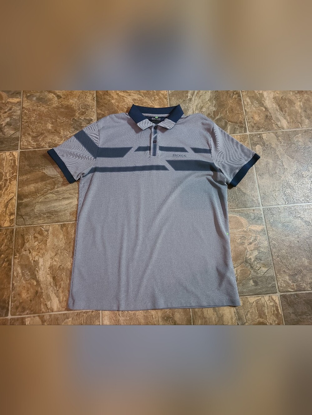 Hugo Boss  Gray Polo with Navy Trim